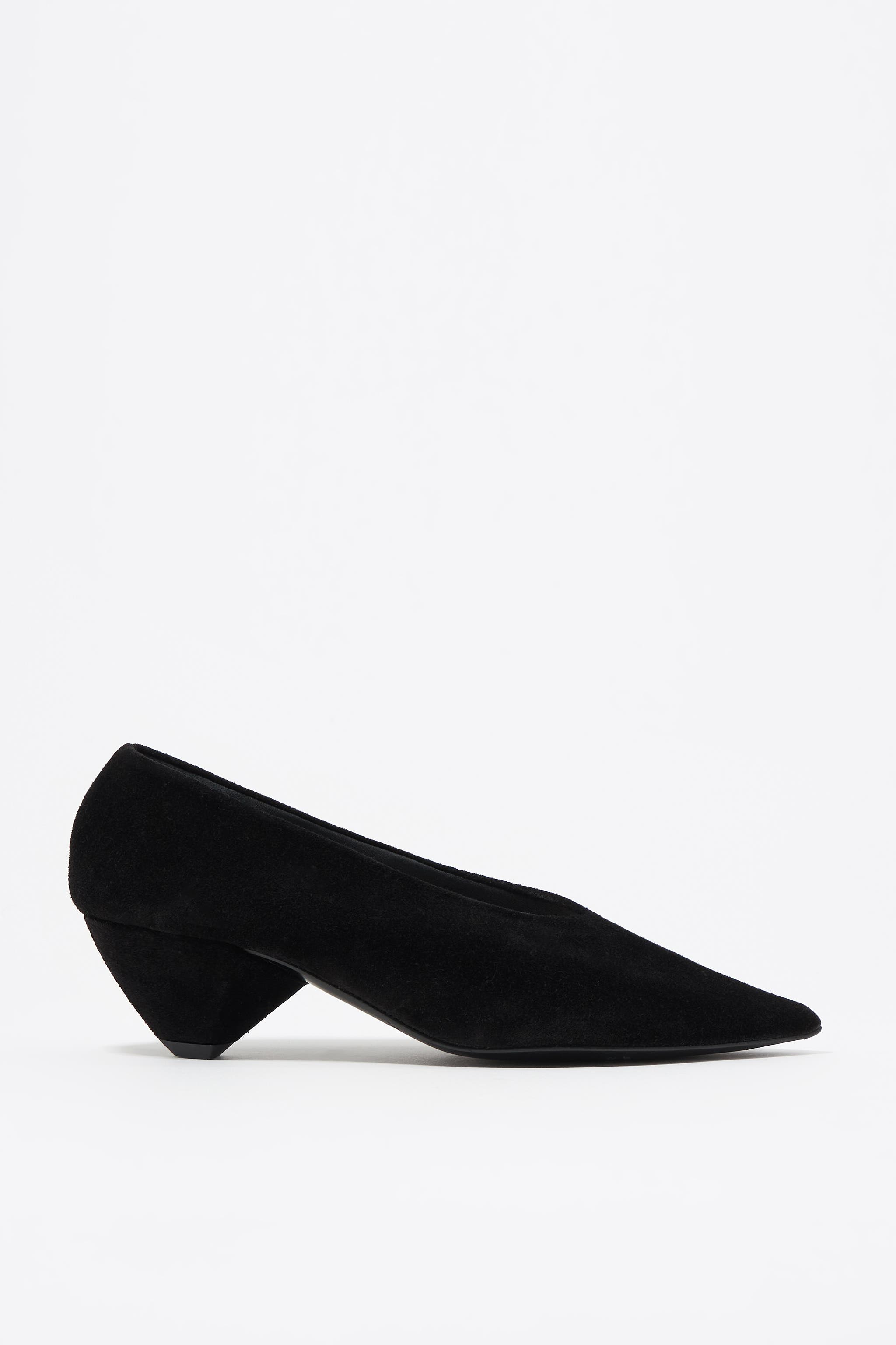 Leather Medium Heel Court Shoe, Main, color, BLACK
