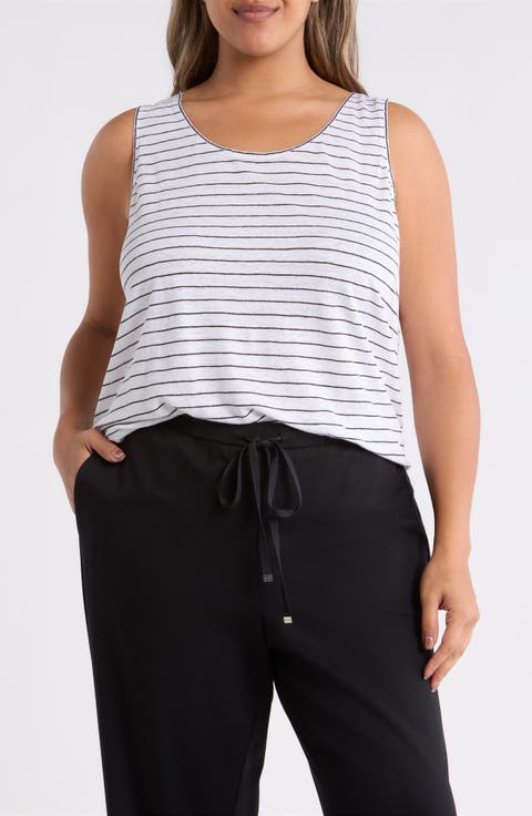 Stripe Organic Linen Tank (Plus)