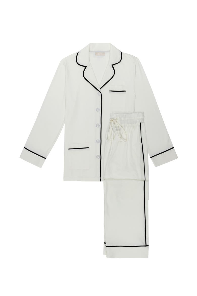 Luxe Stretch Cotton Pajama Set, Alternate, color, Pearl