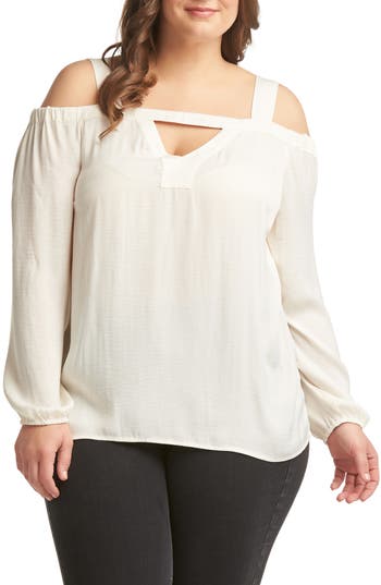 Tart Lemon Cayley Cold Shoulder Top In Gardenia
