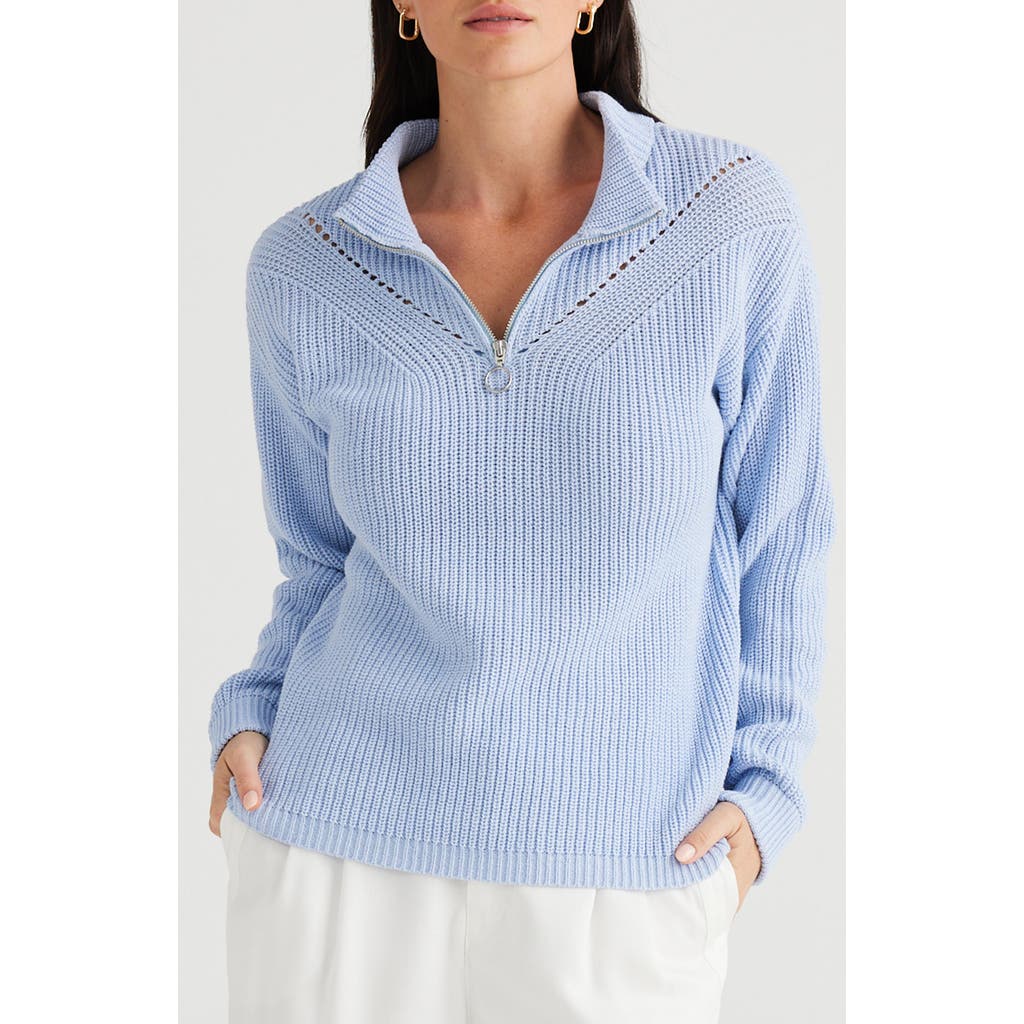 Brave+True Marden Quarter Zip Sweater in Periwinkle