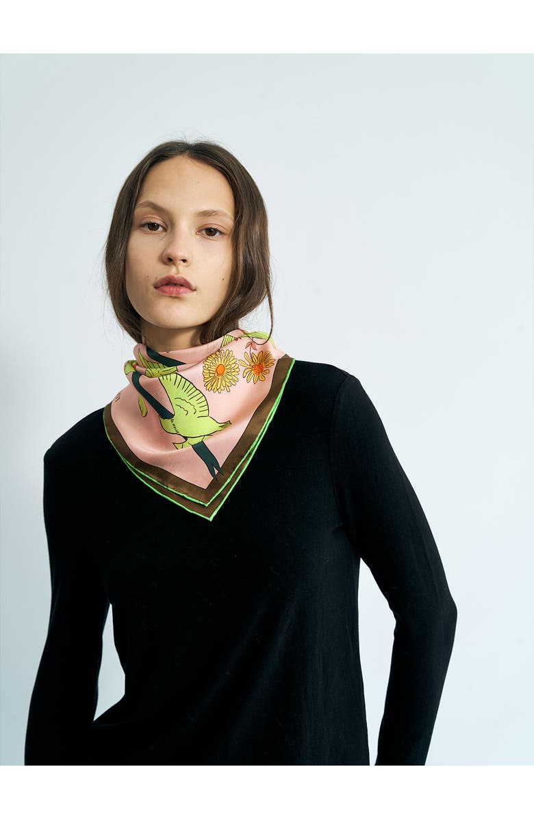 Lost Pattern "House of Frida" Silk Bandana Scarf, Alternate, color, Neon Green