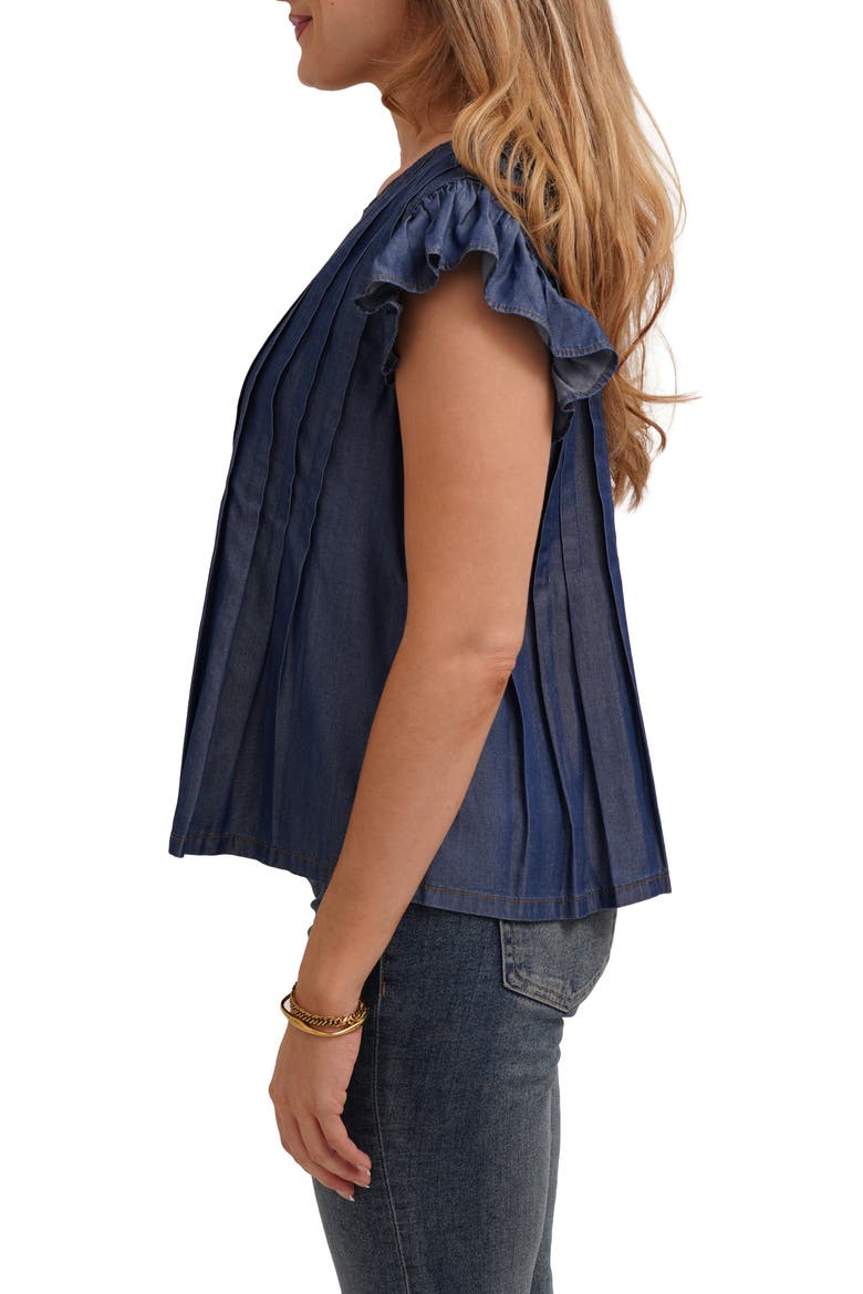 Pleated Top, Alternate, color, TIDE DENIM