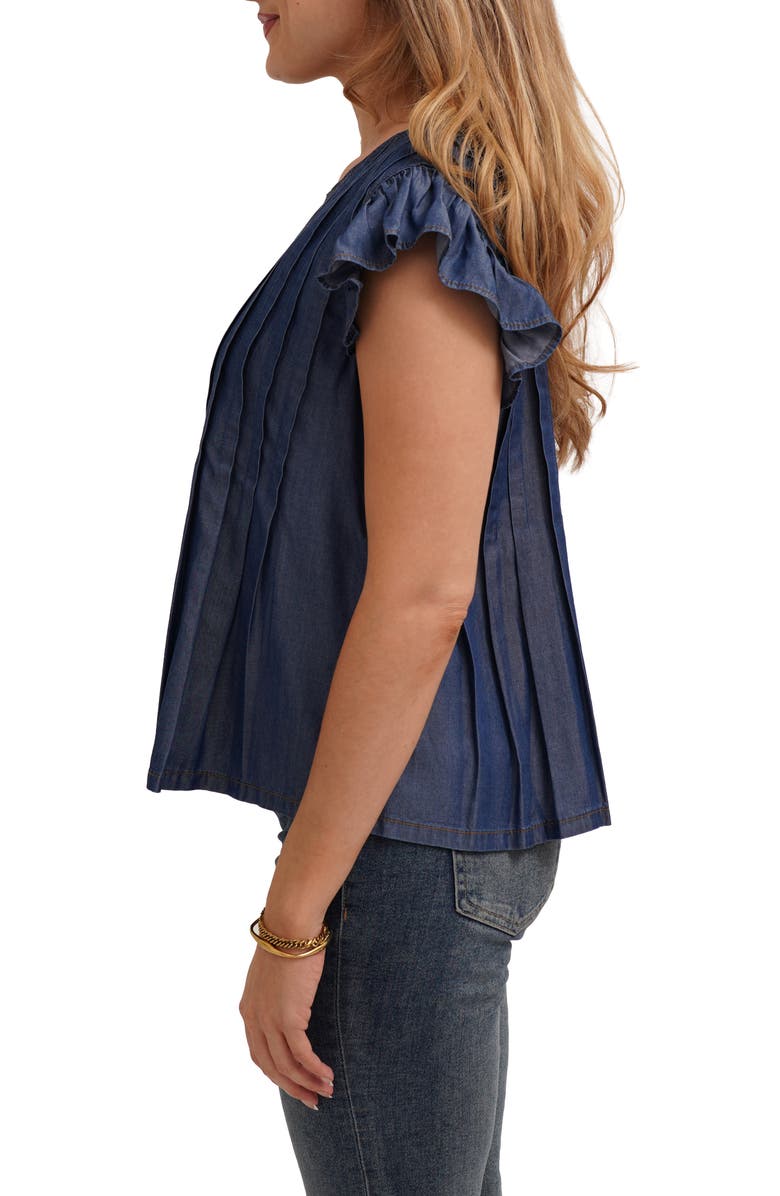 CYRUS <p>Pleated Top</p>, Alternate, color, Tide Denim