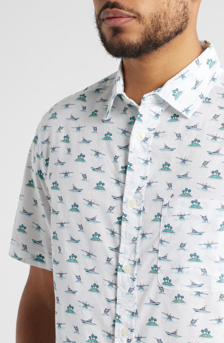 vineyard vines Island Hopping Short Sleeve Cotton Button-Up Shirt, Alternate, color, 