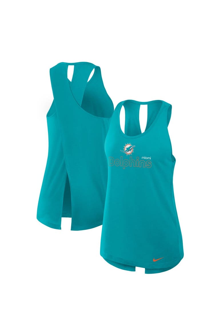 Women's Nike Aqua Miami Dolphins  Crossback Performance Tank Top, Alternate, color, Aqua