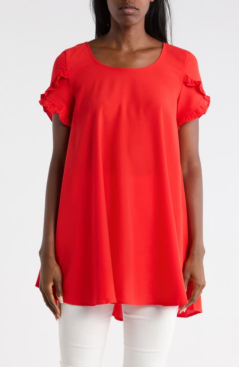 Ruffle Sleeve Tunic Top