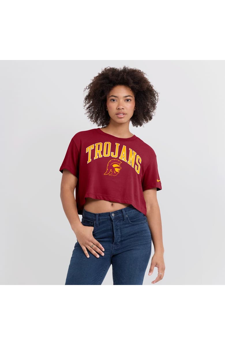 Nike Women's Nike Cardinal USC Trojans Athletic Prep Arch Performance Cropped T-Shirt, Alternate, color, Cardinal