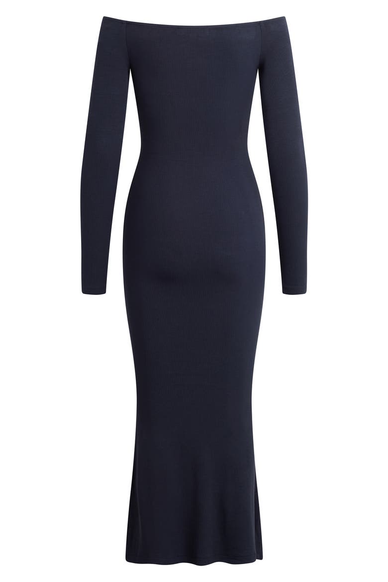 The Sara Off the Shoulder Long Sleeve Maxi Dress, Alternate, color, NAVY