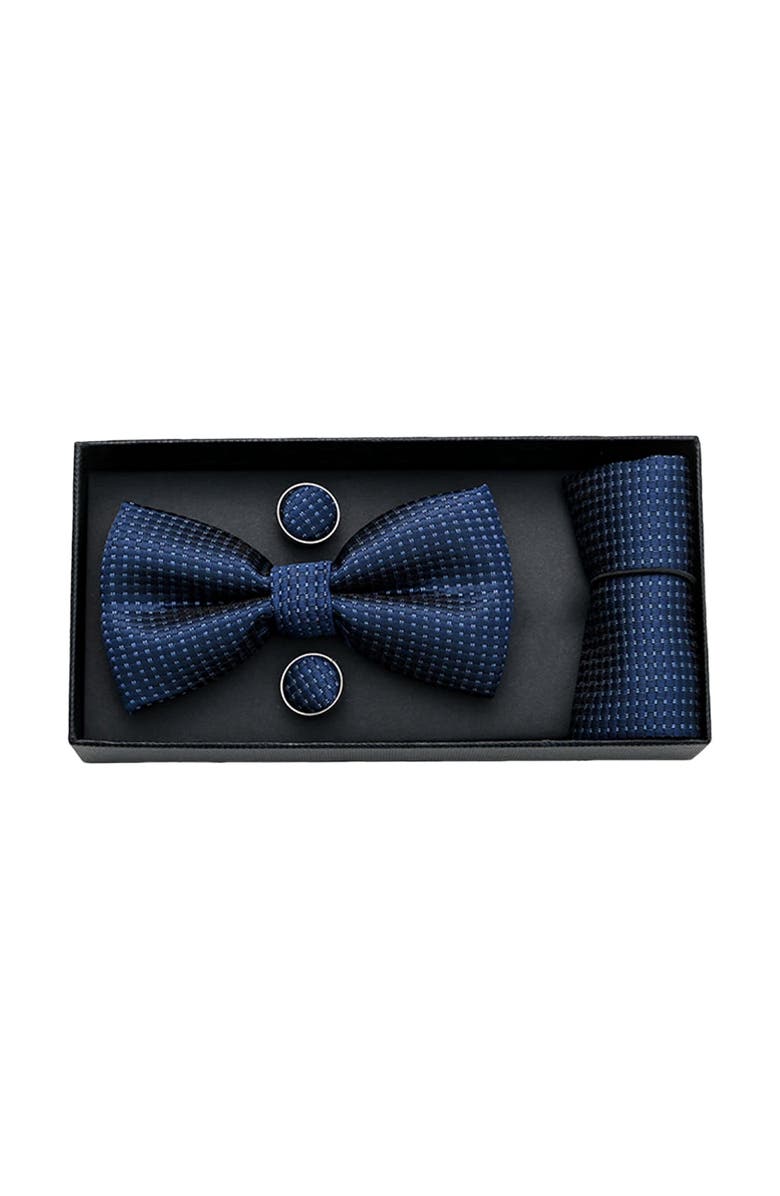 MOUSTACHE Patterned-Jacquard Bow Tie Set, Main, color, Navy