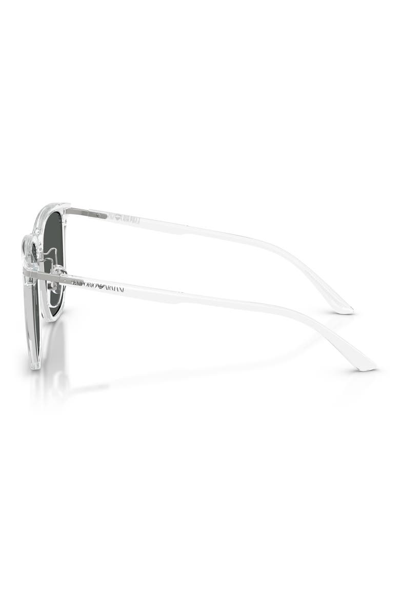 56mm Low Bridge Square Sunglasses, Alternate, color, SHINY CRYSTAL / DARK GREY