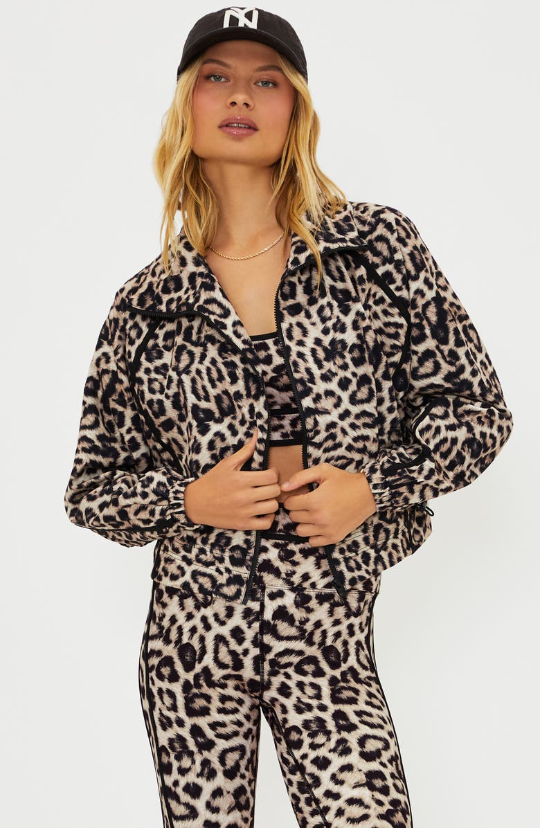 Beach Riot Casen Leopard Print Zip Jacket, Alternate, color, Mystic Leopard