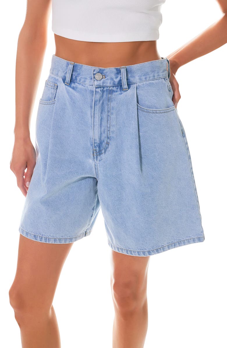 Grey Lab High Waist Wide Leg Denim Shorts, Alternate, color, Light Denim