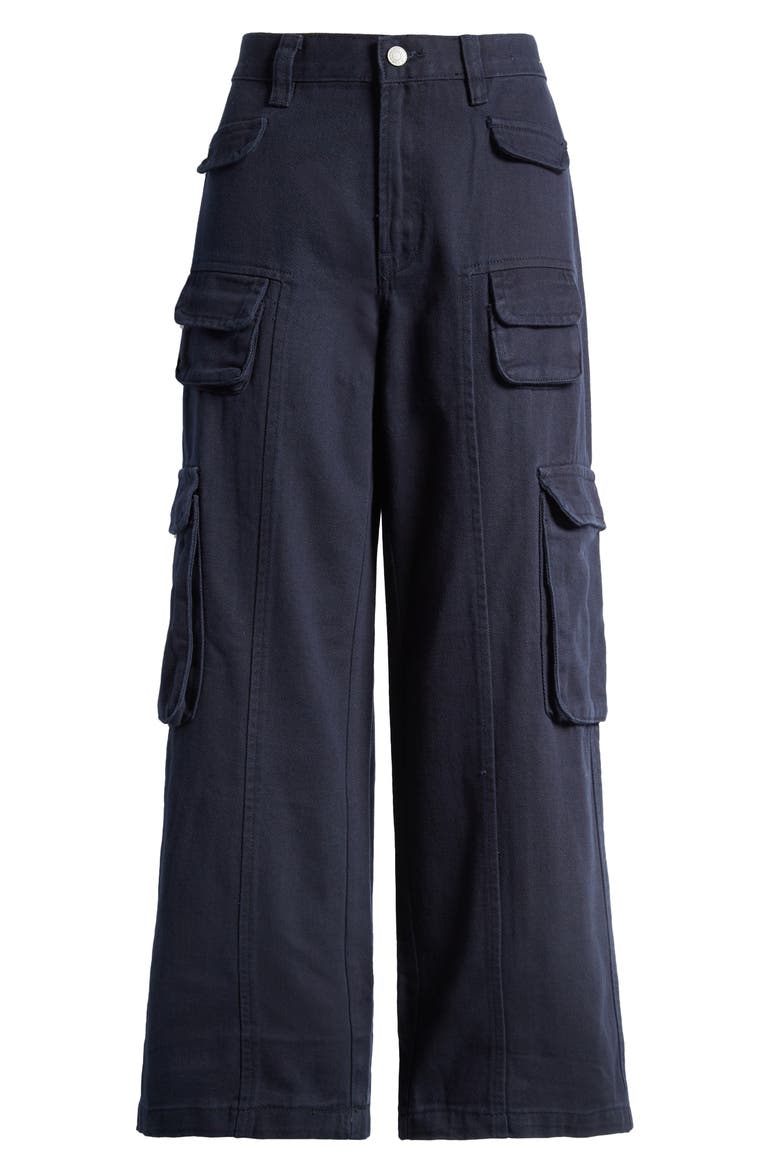 Mid Rise Baggy Cargo Pants, Alternate, color, NAVY BLAZER