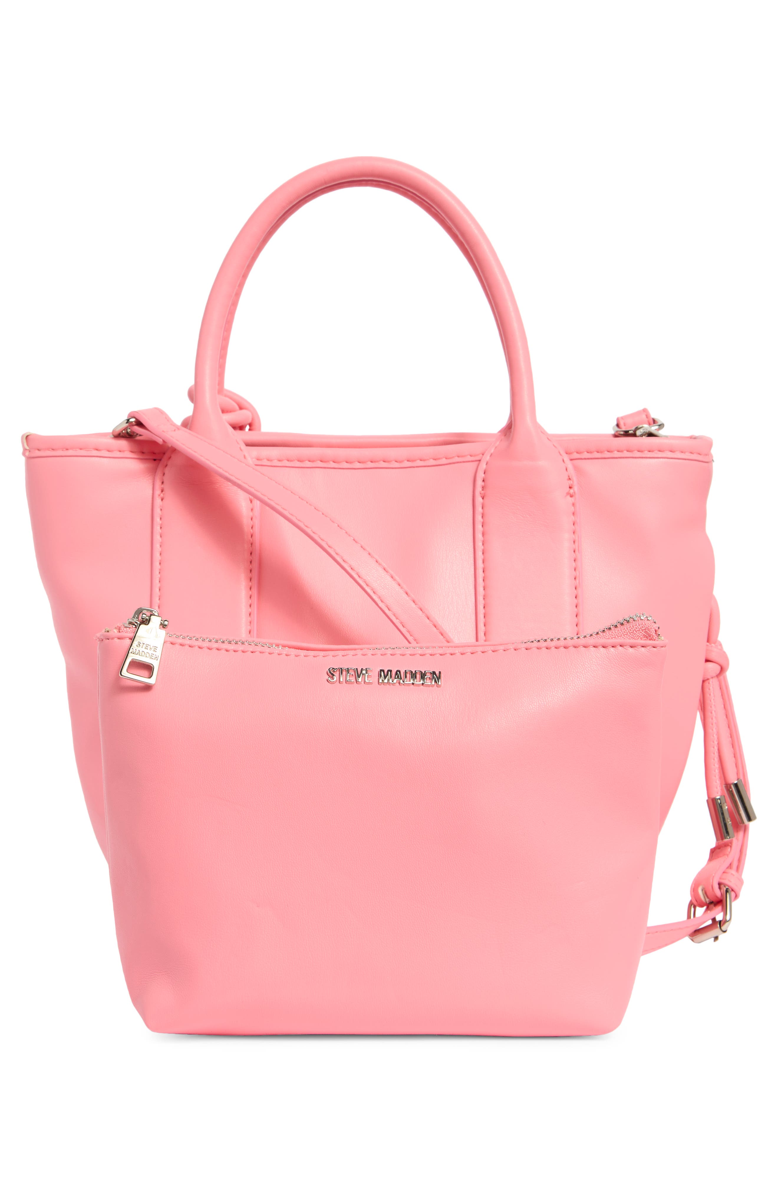 Steve Madden Bgene Woven Satchel Bag, Alternate, color, Thrift Pink