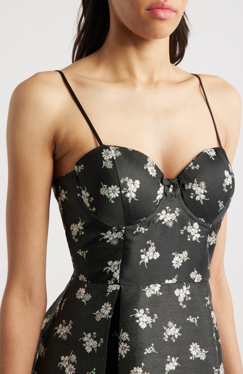 Lulus Quinn Floral Midi Cocktail Dress, Alternate, color, Black Multi