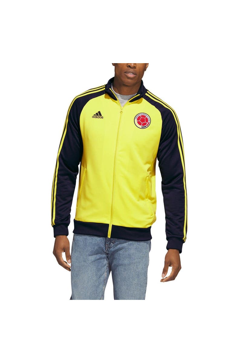 adidas Men's adidas Yellow/Navy Colombia National Team DNA Full-Zip Raglan Track Jacket, Main, color,