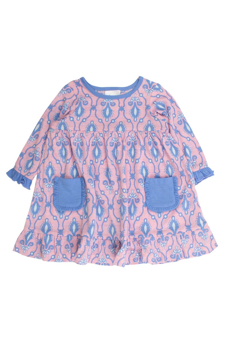 Ruffle Pocket Pajama Night Gown, Main, color, Pink Fairytale Jewels