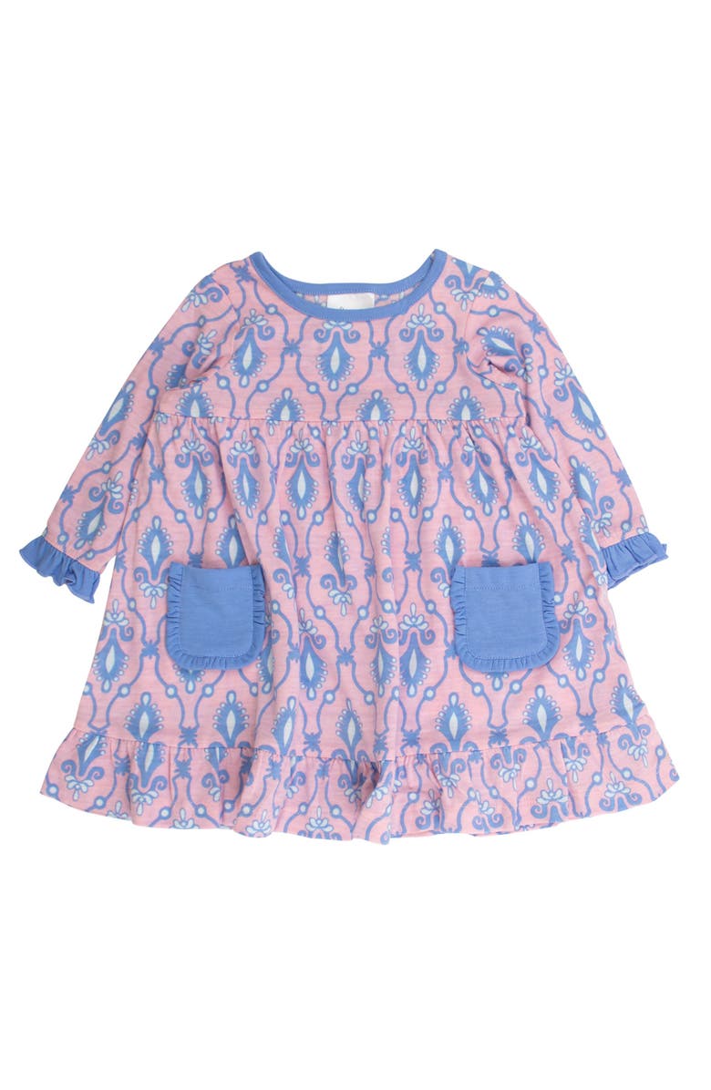 RuffleButts Ruffle Pocket Pajama Night Gown, Main, color, Pink Fairytale Jewels