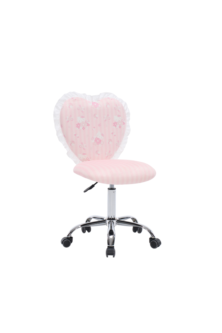 Hello Kitty Floral Heart Vanity Chair with Ruffles, Alternate, color, Light Pink Floral Pattern