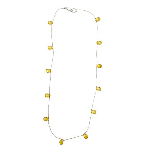 Faceted Teardrop Gemstone Station Necklace