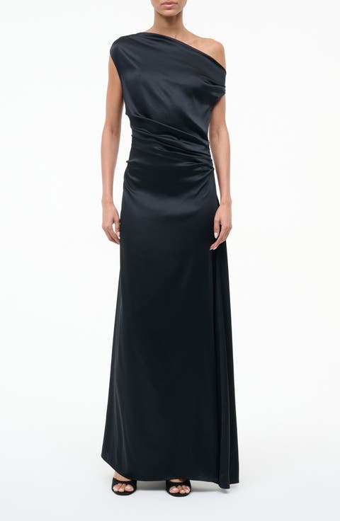 Phare One-Shoulder Stretch Silk Gown