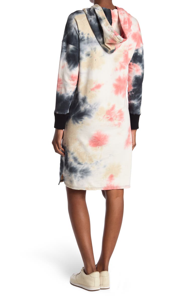 STITCHDROP Tie-Dye Hooded Midi Sweatshirt Dress, Alternate, color,