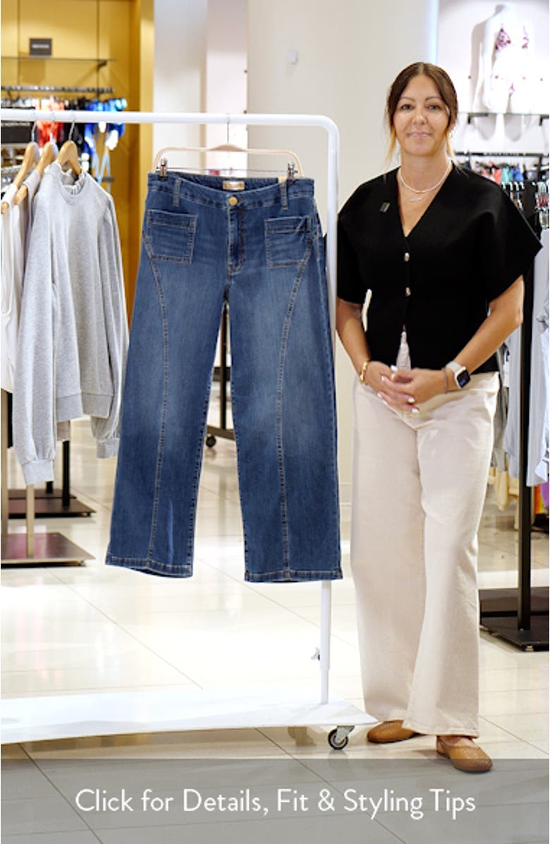 Patch Pocket Mid Rise Ankle Wide Leg Jeans, sales video thumbnail