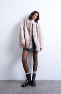 Topshop Collarless Faux Fur Coat
