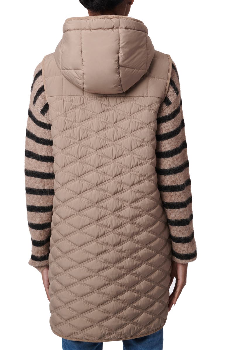 Bernardo Diamond Quilted Hooded Longline Vest, Alternate, color, 