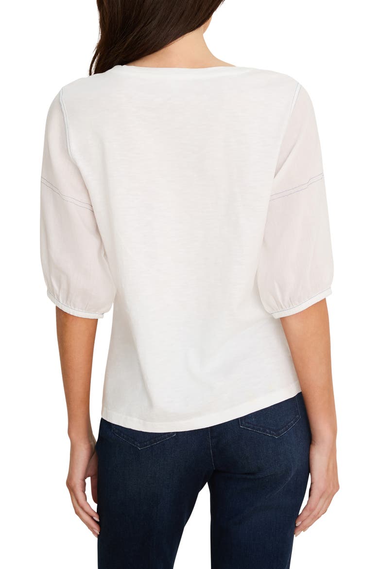 Puff Sleeve Cotton T-shirt, Alternate, color, PAPER WHITE