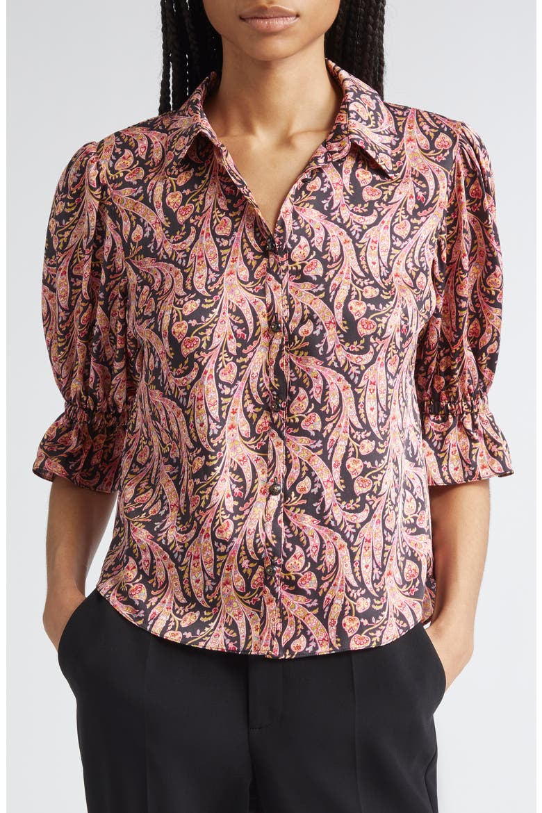 Fiona Charming Paisley Button-Up Shirt, Main, color, OBSIDIAN MULTI