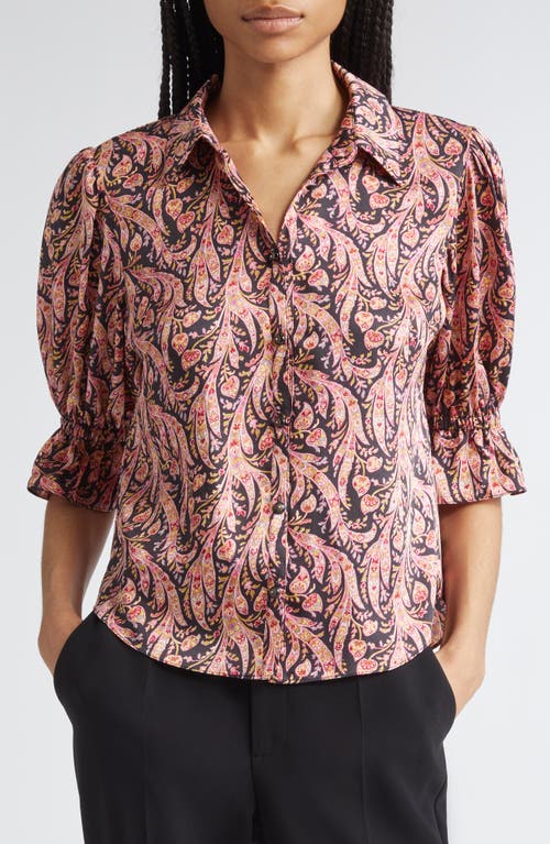 Cinq À Sept Fiona Charming Paisley Button-up Shirt In Brown