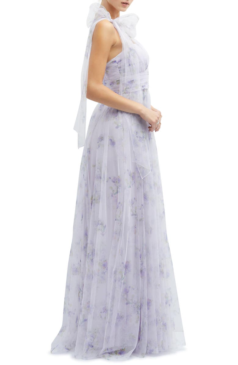 Dessy Collection Floral Tulle One-Shoulder Gown, Alternate, color, Lilac Haze Garden