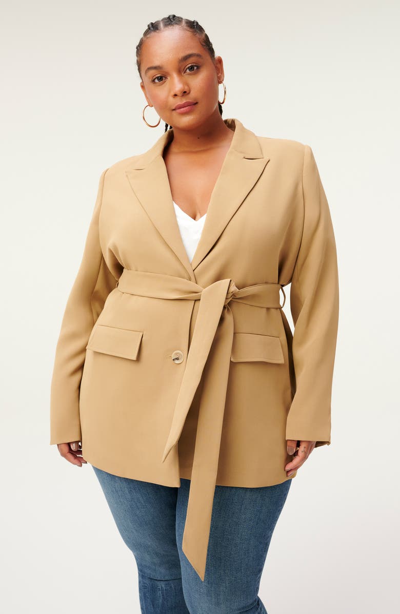 Good American Tie Waist Trench Blazer, Alternate, color, 