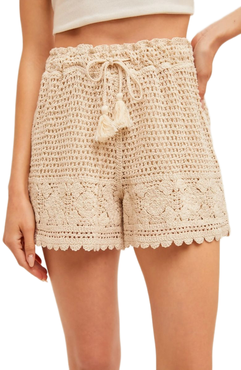 Knit and Lounge Crochet Drawstring Shorts, Main, color, 