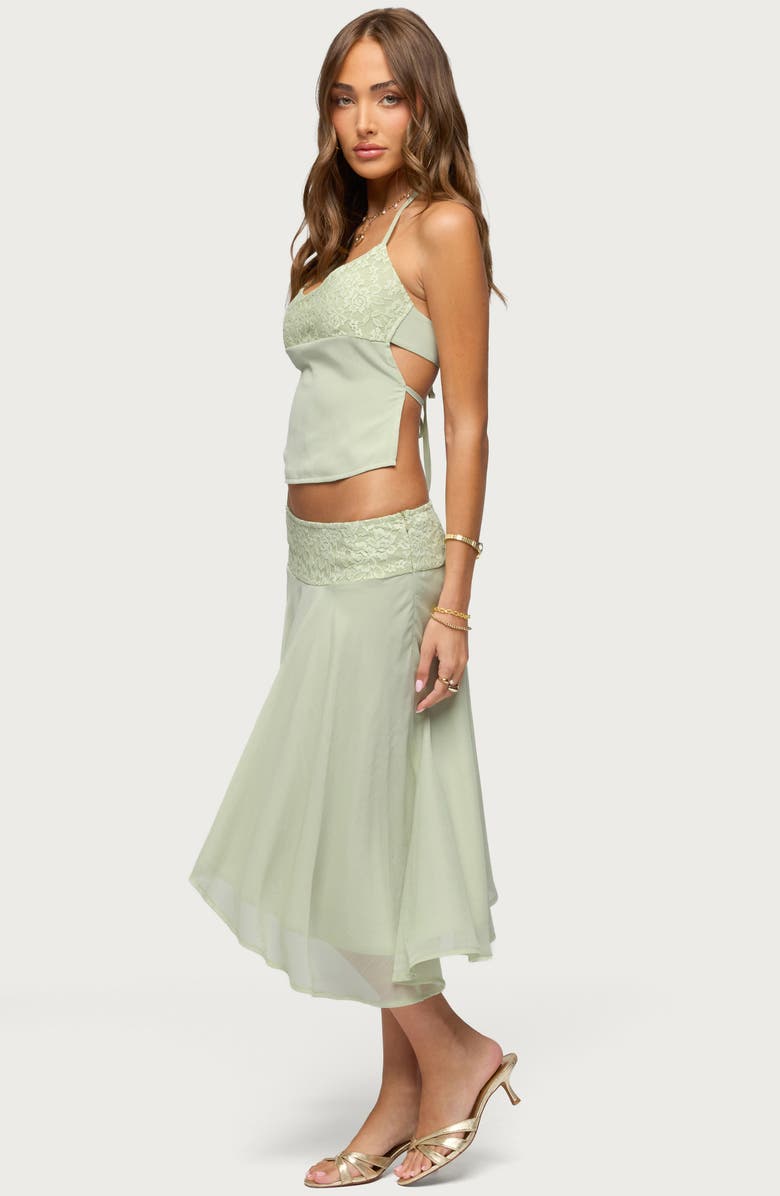 EDIKTED Evia Lacey Asymmetric Midi Skirt, Alternate, color,