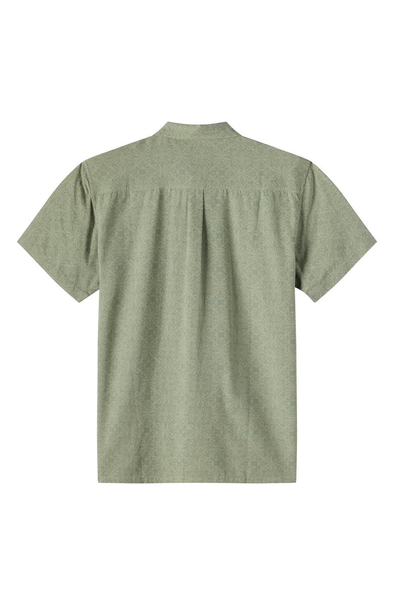 O'Neill O'Riginals Eco Print Standard Fit Short Sleeve Button-Up Shirt, Alternate, color, Clover