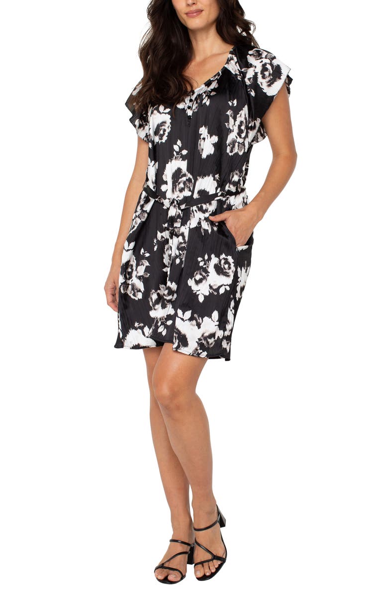 Liverpool Los Angeles Floral Print Flutter Sleeve Dress, Alternate, color, 