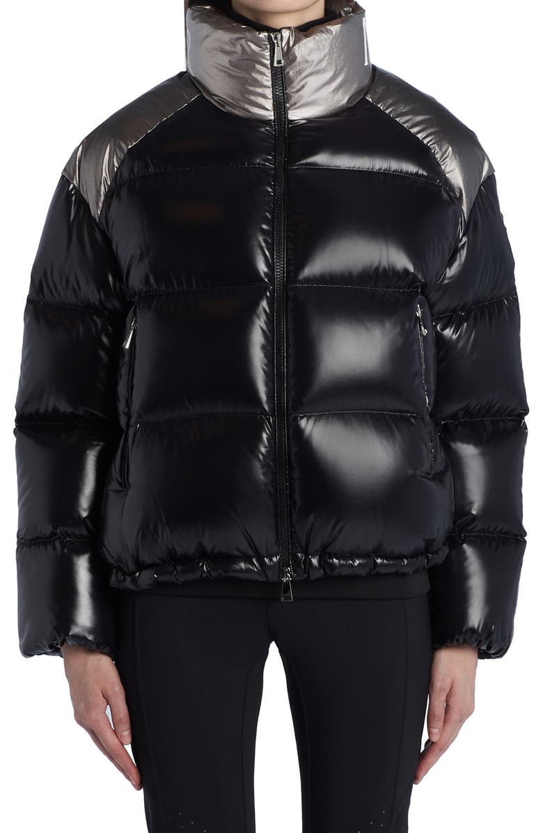 Moncler Cuscute Metallic Collar Down Puffer Jacket, Main, color,