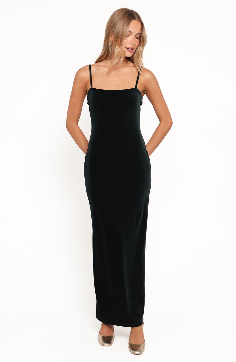 Petal & Pup Everlee Velvet Maxi Dress, Alternate, color, Emerald Velvet