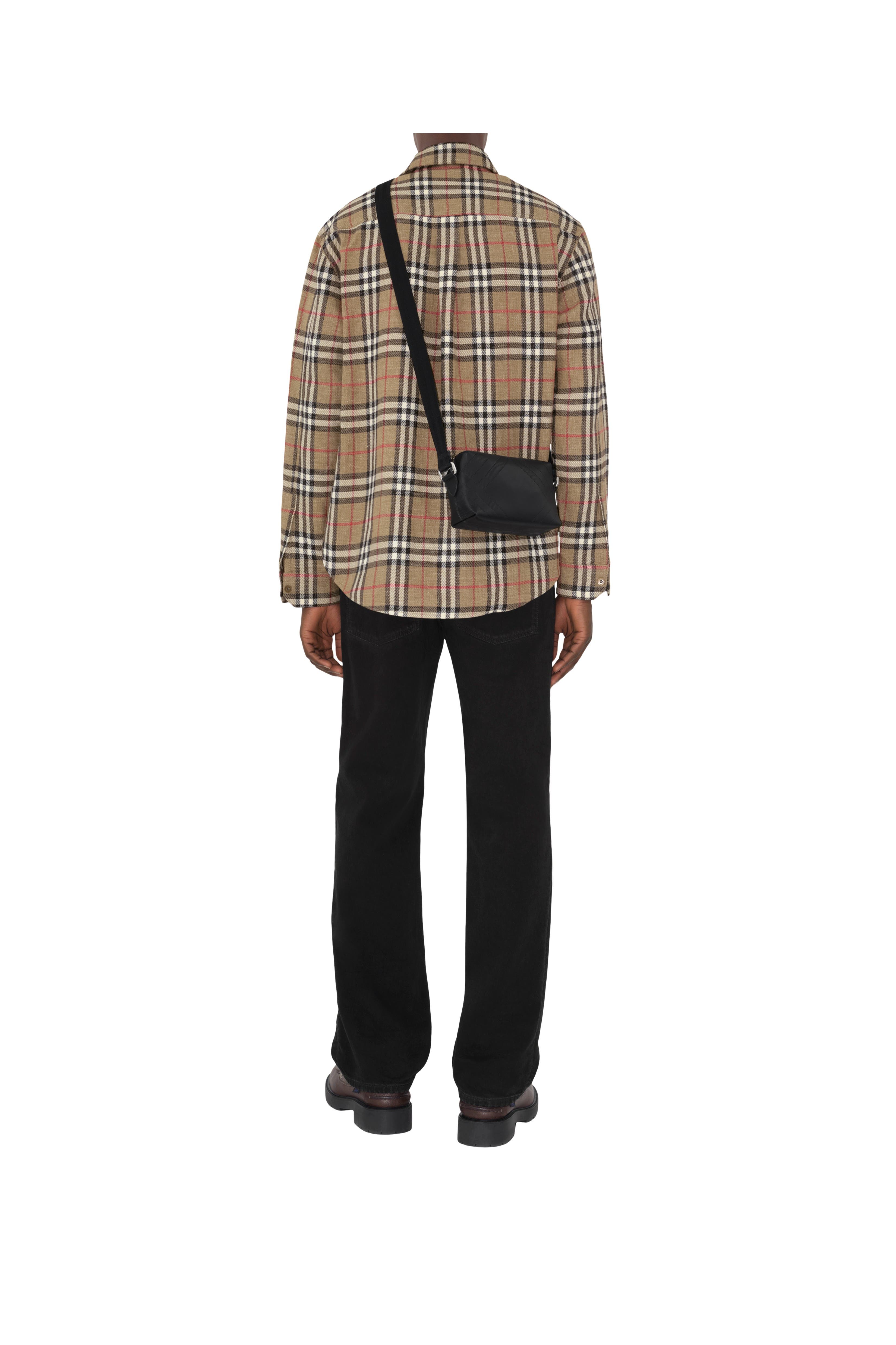 Burberry Embossed Check Crossbody Bag, Alternate, color, Black