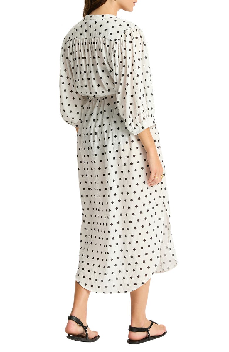 Sea Level Dottie Long Sleeve Cover-Up Dress, Alternate, color, Coconut