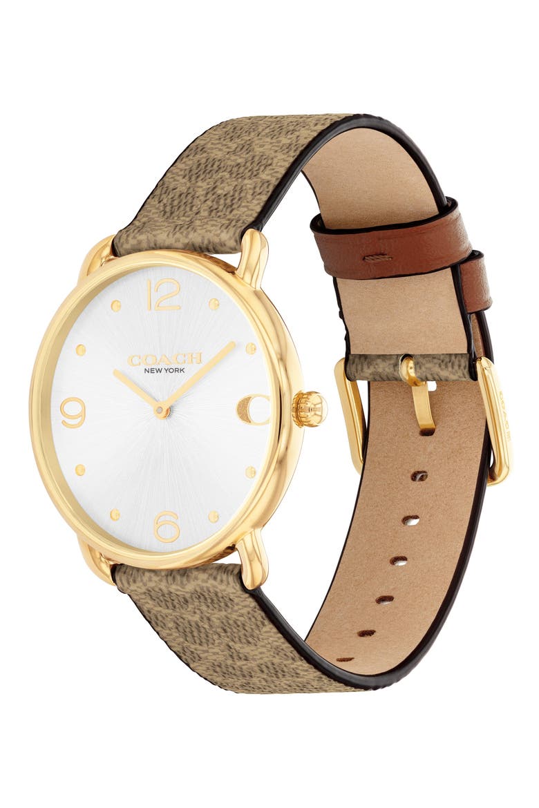 Elliot Snake Print Leather Strap Watch, 36mm, Alternate, color, SILVER WHITE