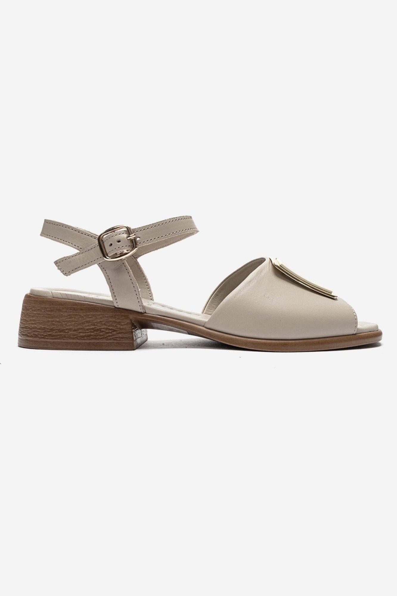 Svelte Leather Buckle Sandal, Alternate, color, Beige