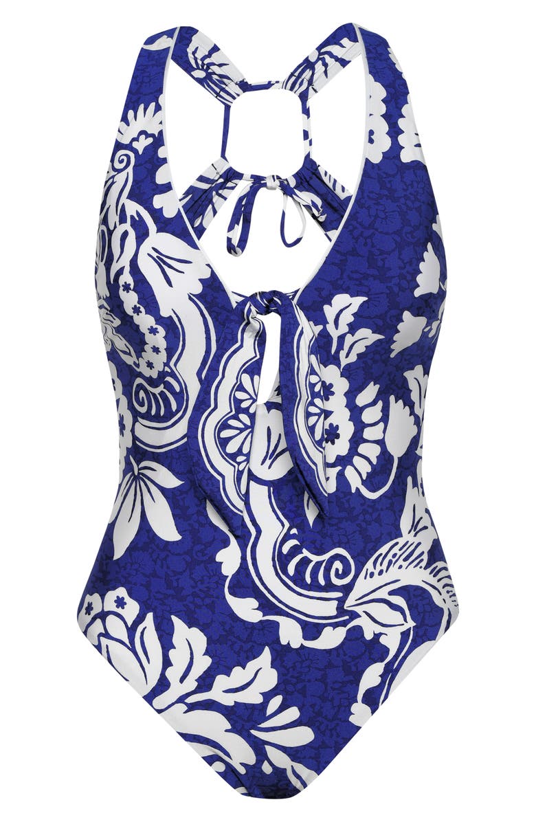 Sunshine 79 Floral Plunge One-Piece Swimsuit, Alternate, color, Ultramarine