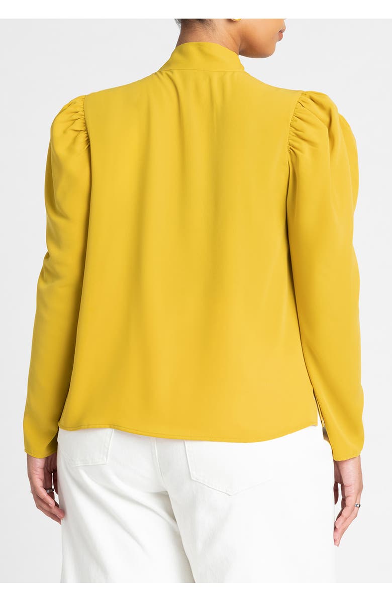 ELOQUII Drape Front Blouse, Alternate, color, Marigold