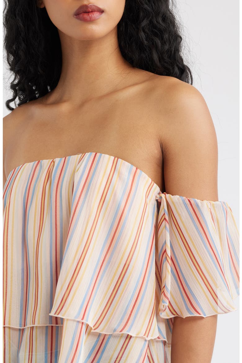 Off the Shoulder Stripe Top, Alternate, color, ECRU