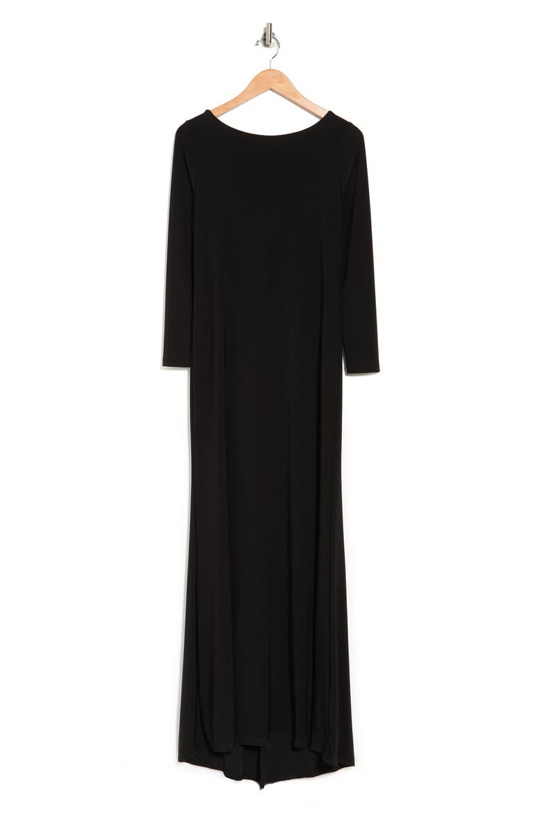 Cowl Back Long Sleeve Maxi Dress, Alternate, color, BLACK