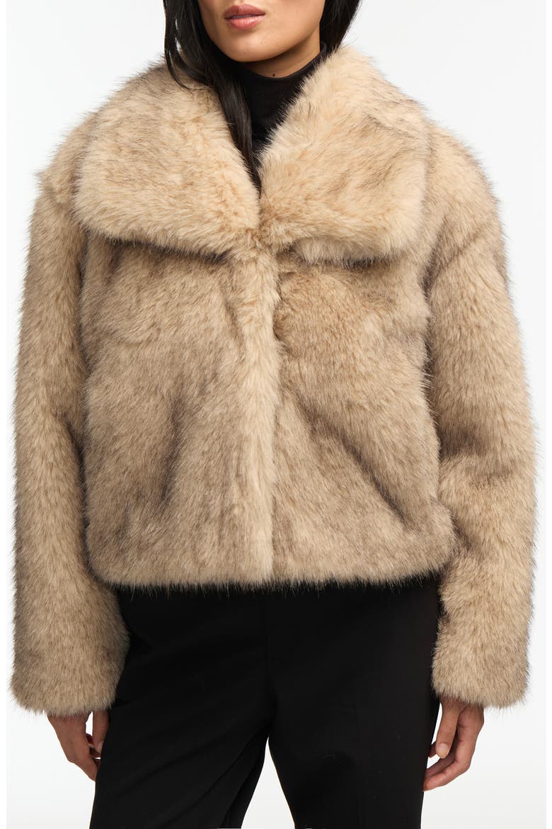 Faux Fur Crop Jacket, Main, color, SAND